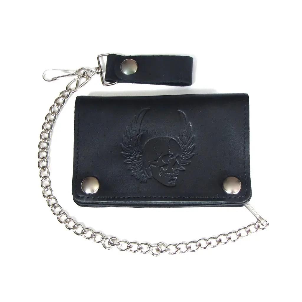 Short Wallet Skull W/Wings Black 1
