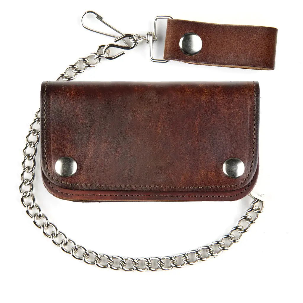 6"Antique Biker Wallet Brown 1