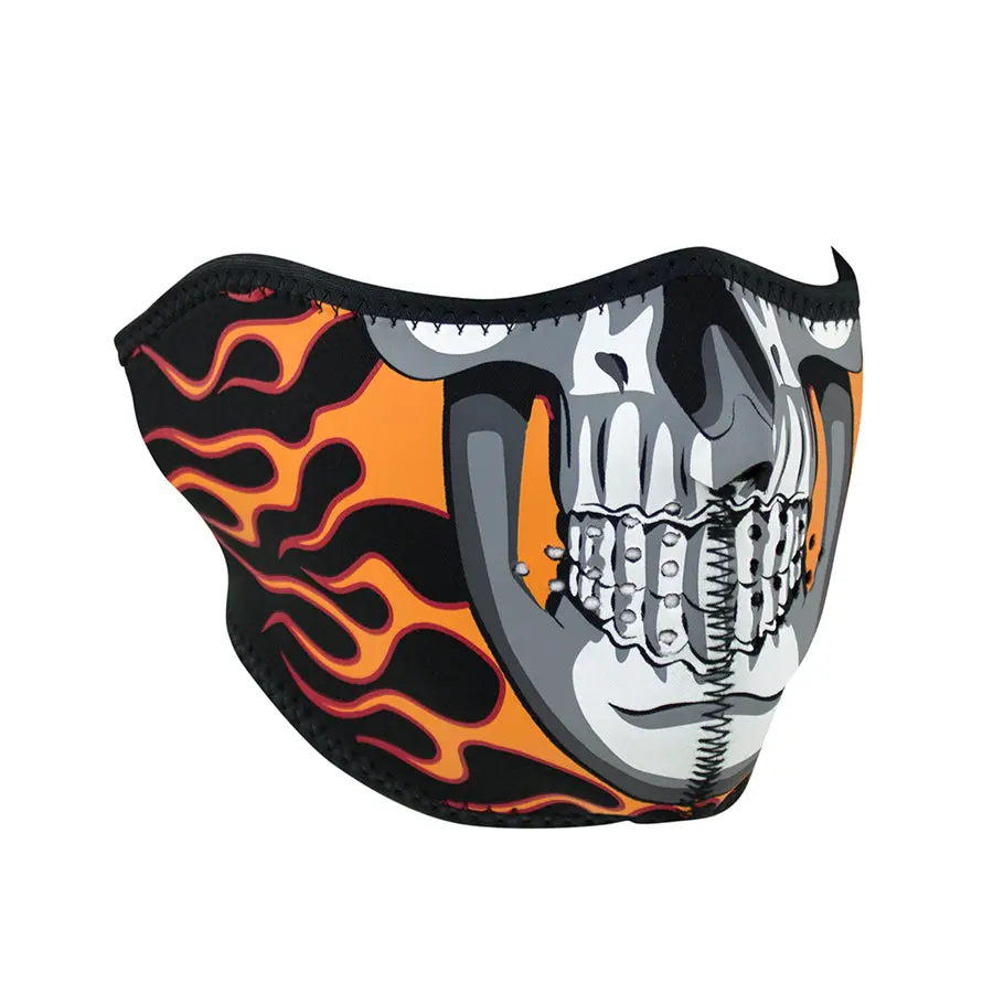 Half Mask Neoprene Burning Skull 1