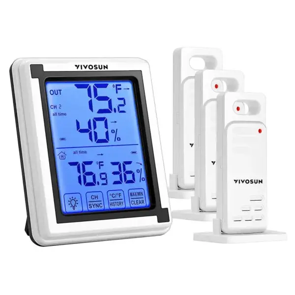 Vivosun Wireless Thermometer & Hygrometer – 3 Sensor Indoor/Outdoor Grow Tent Monitor 1