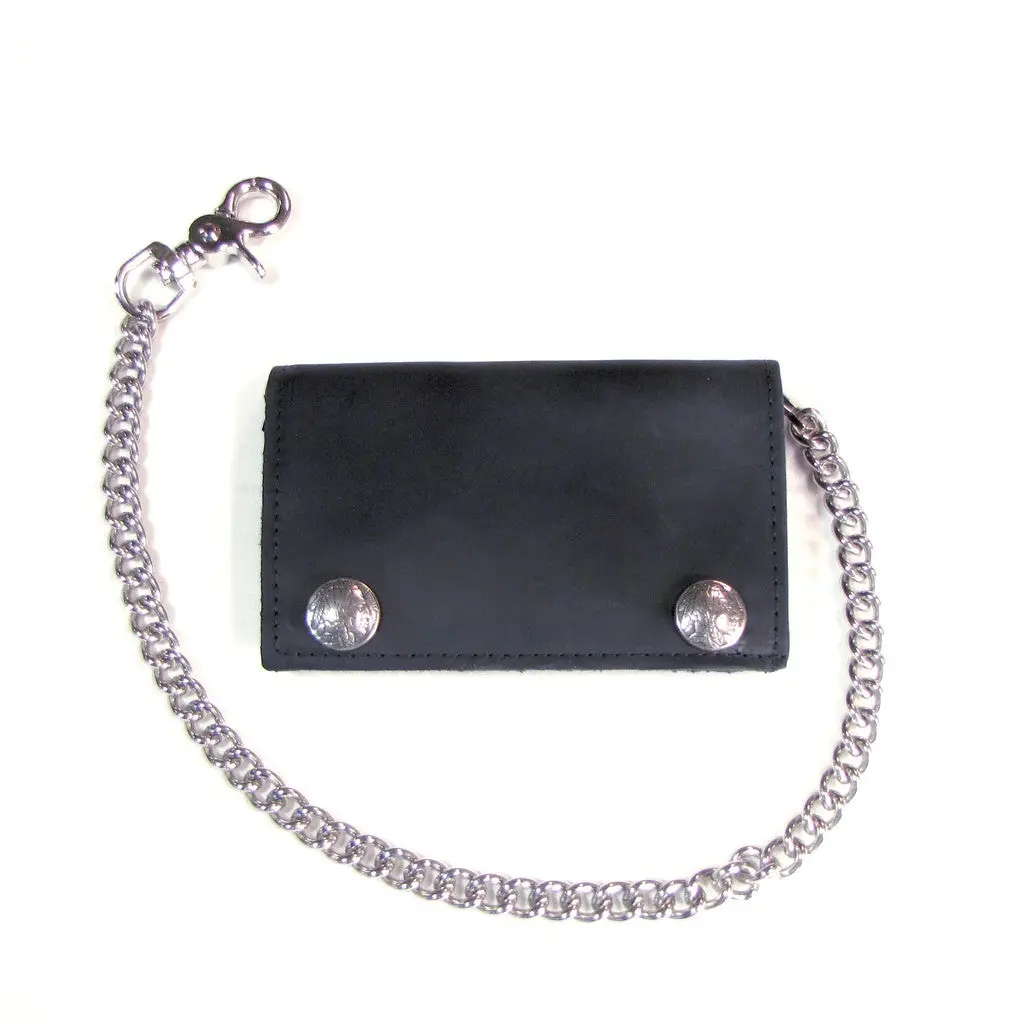 Usa-Made X-Large Tri-Fold Wallet With Head Snaps Black 1