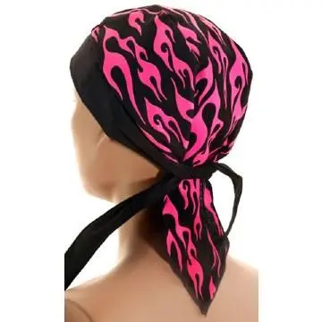 Classic Skull Cap - Pink Neon Flames On Black 1