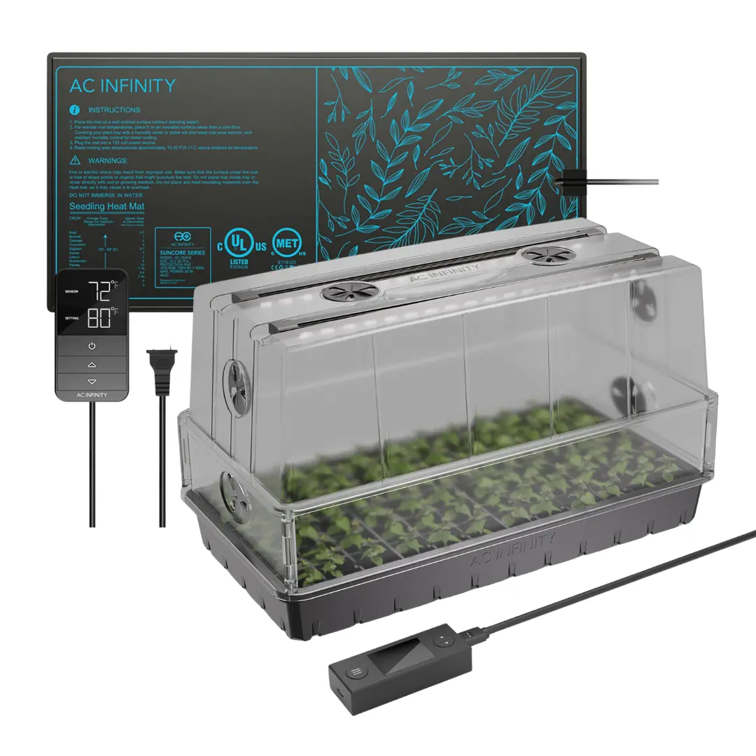 Ac Infinity Germination Kit Combo | Humidity Dome With Led Grow Light Bars & Heat Mat 1