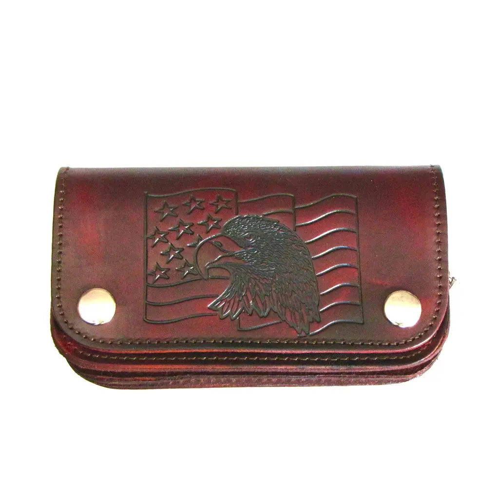 6" Ant Biker Wallet Eagle Head Flag Brown 1