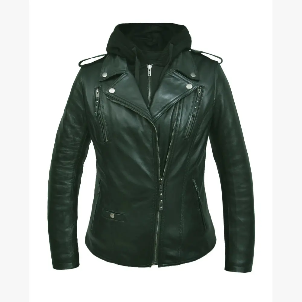 Ladies Lambskin Hoody Jacket 1
