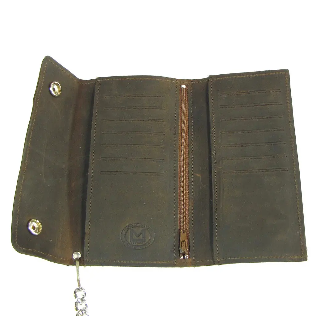 Usa-Made Dc350 7" Bi-Fold Chain Wallet Dark Brown 1